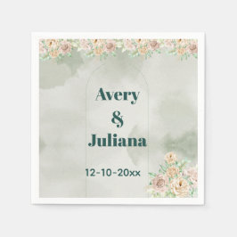 Earthy Shades Flowers Boho Elegant Sage Green Serviette