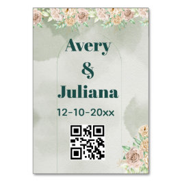 Earthy Shades Flowers Boho Elegant Sage Green Tischnummer