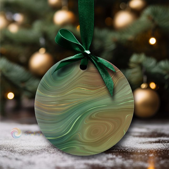 Earthy Strata | Emerald Green Brown Gold Agate Keramik Ornament (Von Creator hochgeladen)