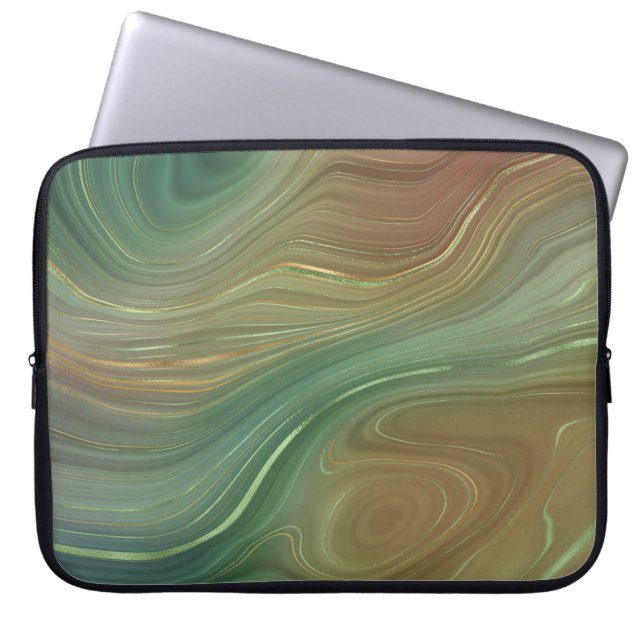 Earthy Strata | Emerald Green Brown Gold Agate Laptopschutzhülle (Vorderseite)
