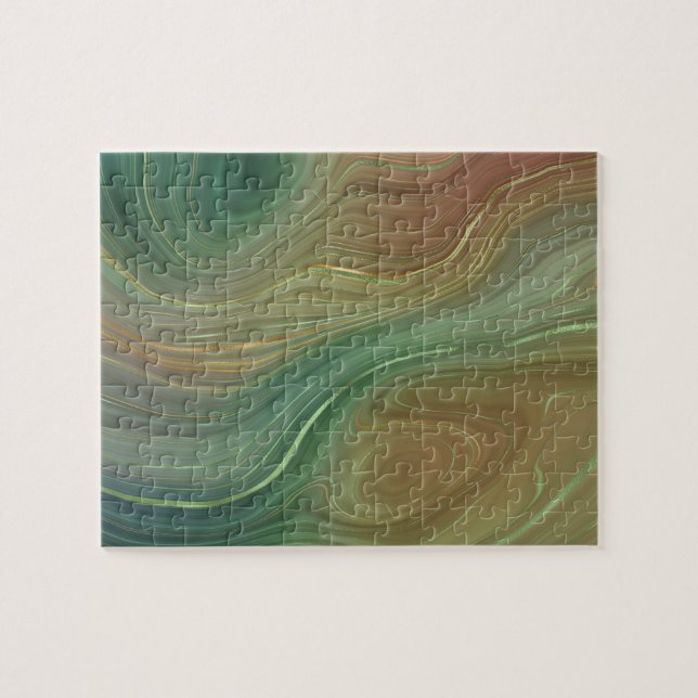 Earthy Strata | Emerald Green Brown Gold Agate Puzzle (Horizontal)