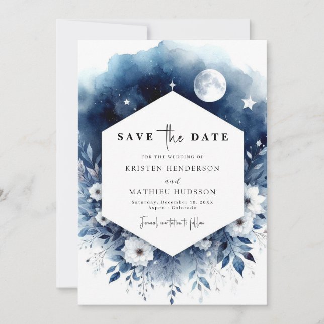 Earthy Stylish Moonlit Wedding Save The Date (Vorderseite)