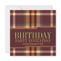 Earthy Tartan Plaid Geburtstagsparty Einladungen