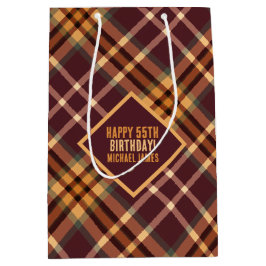 Earthy Tartan Plaid Special Day Geburtstag Mittlere Geschenktüte