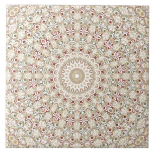Earthy Taupe and Rust Mandala Pattern Fliese