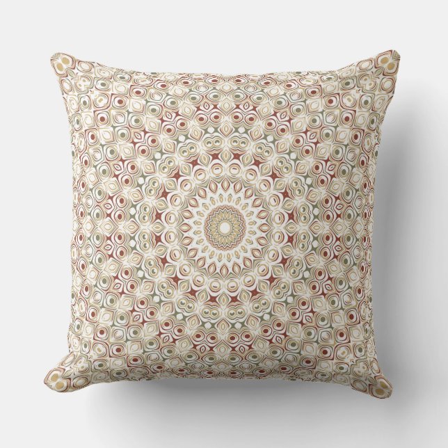 Earthy Taupe and Rust Mandala Pattern Kissen (Vorderseite)