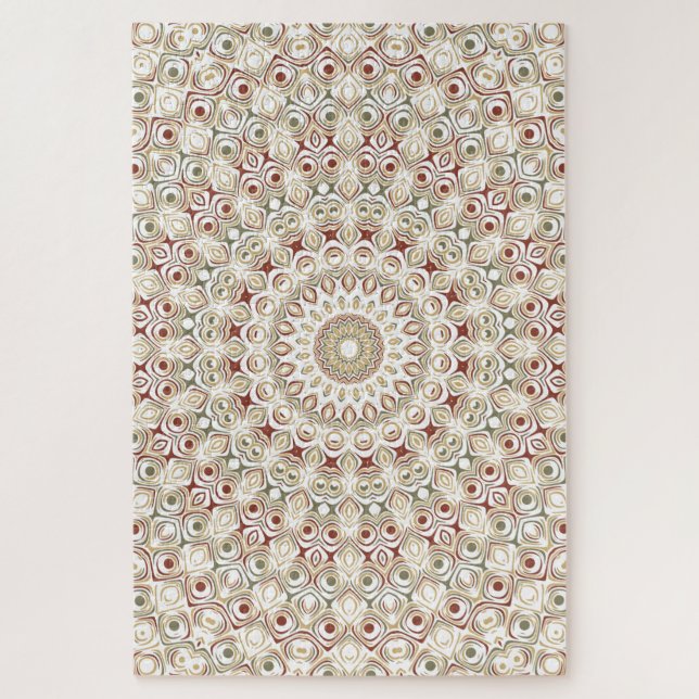 Earthy Taupe and Rust Mandala Pattern Puzzle (Vertikal)