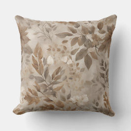 Earthy Taupe Brown Botanic Print Kissen