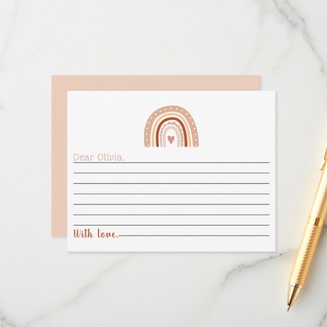 Earthy Tone Boho Rainbow 1st Birthday Time Kapsel Begleitkarte (Vorderseite/Rückseite Beispiel)