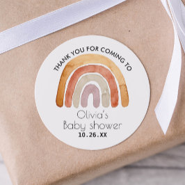 Earthy Tone Boho Rainbow Danke für Ihre Baby Dusch Runder Aufkleber