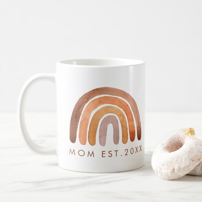 Earthy Tone Boho Rainbow Mama Kaffeetasse (Mit Donut)
