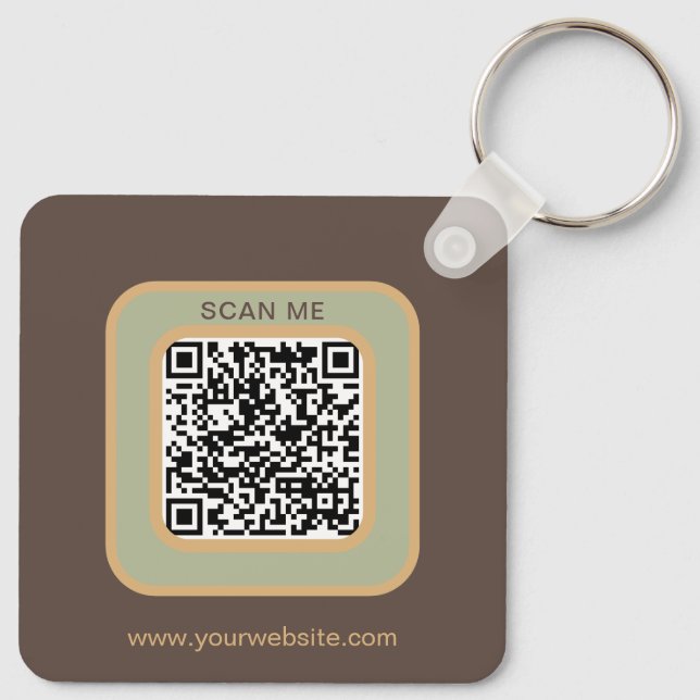 Earthy Tone Logo QR Code Double Sided Keychain Schlüsselanhänger (Rückseite)