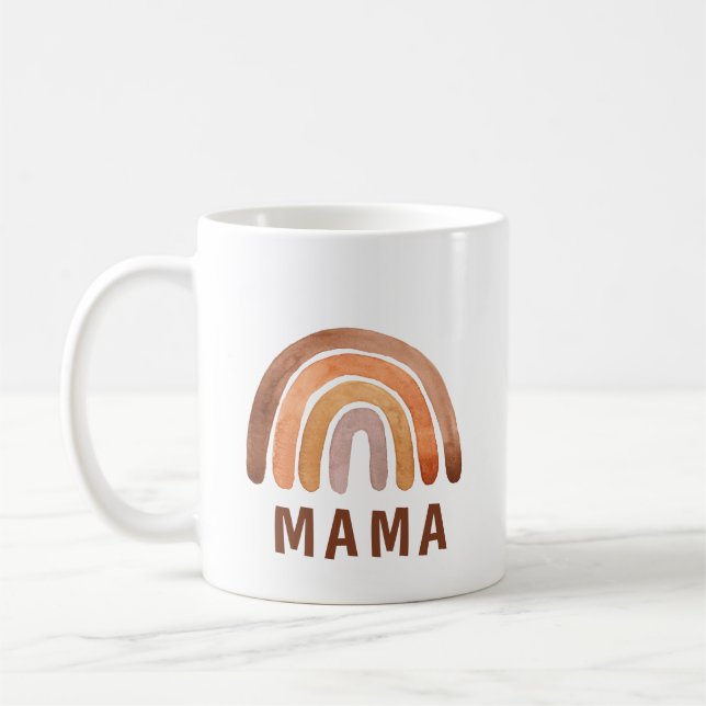 Earthy Tone Watercolor Boho Mama Kaffeetasse (Links)