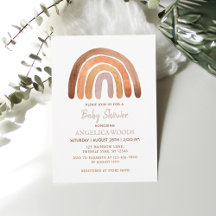 Earthy Tone Watercolor Boho Rainbow Baby Dusche