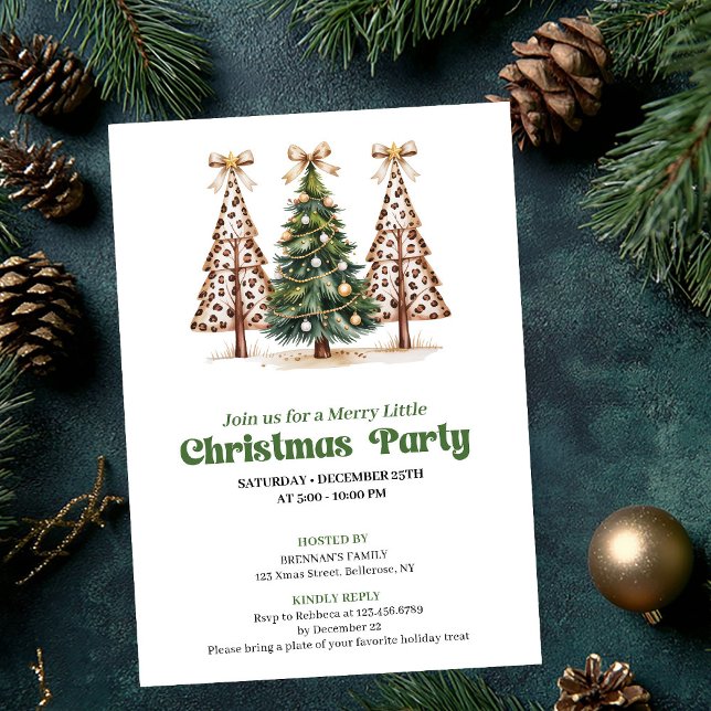 Earthy tones Christmas tree leopard print invite Einladung (Earthy tones Christmas tree leopard print invite)