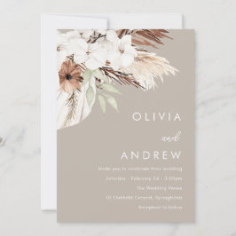 Earthy Tones Dark Beige Boho Wedding Einladung