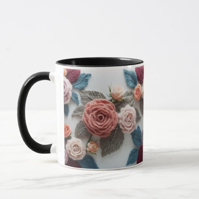Earthy Tones Knitted Rose Combo Mug | Rustic Wool  Tasse (Links)