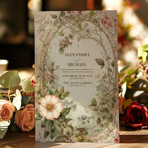 Earthy Tones Mute Faded Floral Wedding Einladung