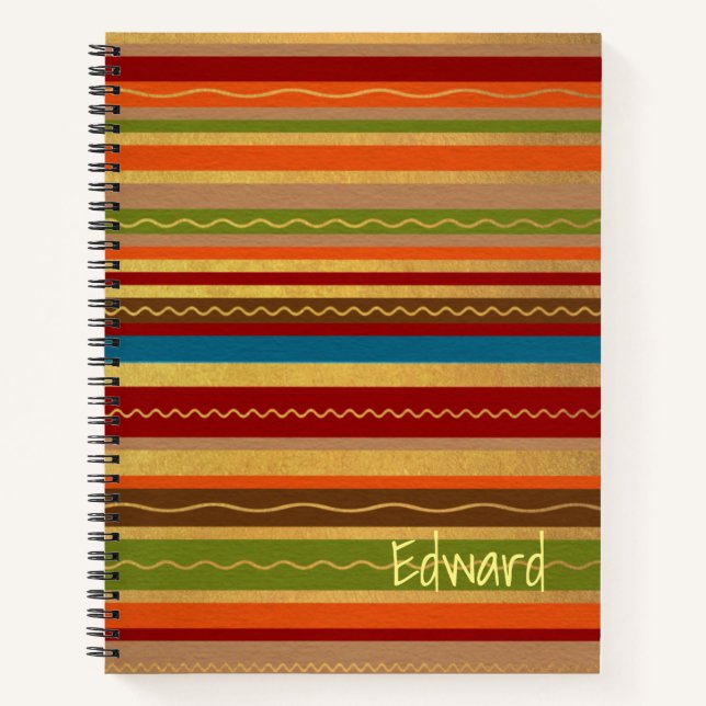 Earthy Tones Stripes Notizbuch (Vorderseite)