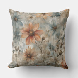 Earthy Warm Blue Floral Wohngestaltung Print Kissen