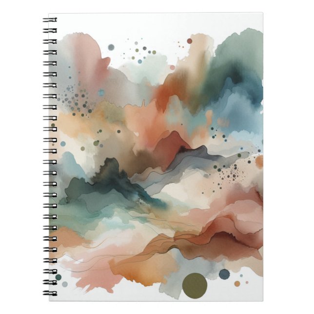 Earthy Watercolor Abstrakt Art Notebook Notizblock (Vorderseite)