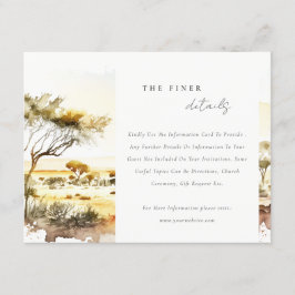 Earthy Watercolor African Landscape Wedding Detail Begleitkarte