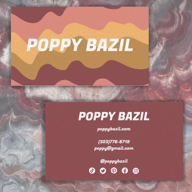 Earthy Wavy Stripes Minimalistisch, fett rosa Gold Visitenkarte (Von Creator hochgeladen)