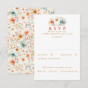 Earthy Wildblume Wedding RSVP Card Karte