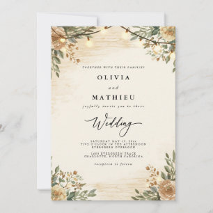 Earthy Woodland Bloom Wedding Einladung