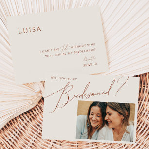 Earthy Wüste Beige Foto Bridesmaid Vorschlag Card Einladung