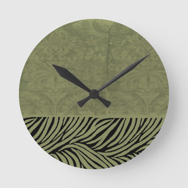 Earthy Zebra Print Runde Wanduhr (Vorderseite)