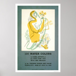 Easel Artist Watercolor 1940 WPA Poster