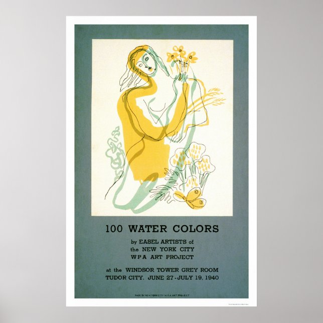 Easel Artist Watercolor 1940 WPA Poster (Vorne)