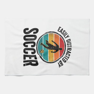 Easily abgelenkt durch Fußball Vintage-Shirt-Desig Geschirrtuch