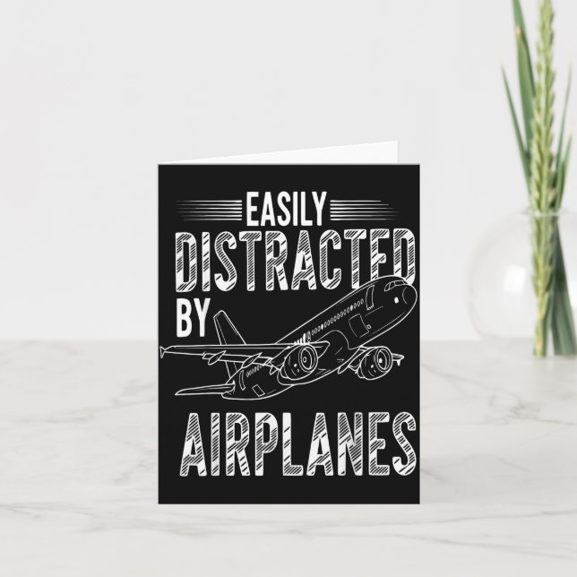 Easily Distracted By Airplanes Funny Plane Lovers  Karte (Vorderseite)