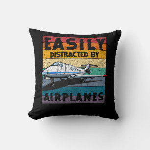 Easily Distracted By Airplanes Pilot Ohrs Funny A Kissen