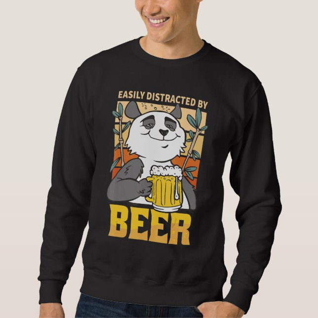 Easily Distracted by Beer Panda Männer Verheiratet Sweatshirt (Vorderseite)