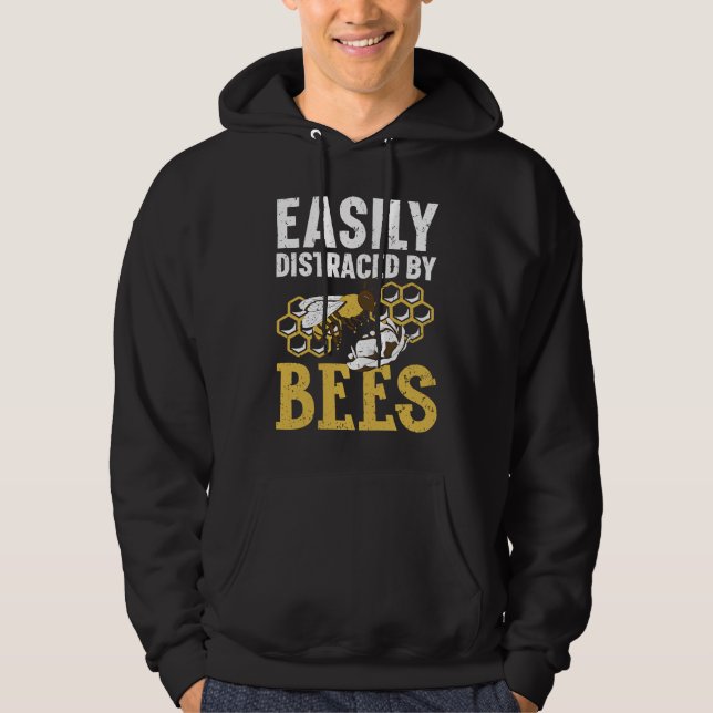 Easily Distracted By Bees Beekeeper Apiarist Honey Hoodie (Vorderseite)