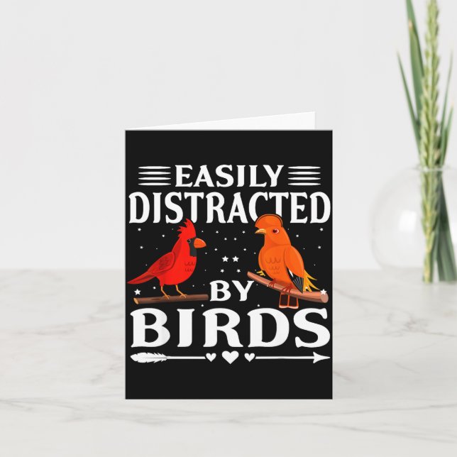 Easily Distracted By Birds Cute Funny Quote Bird L Karte (Vorderseite)