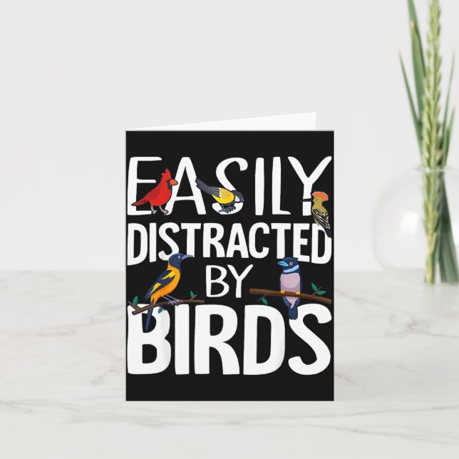 Easily Distracted By Birds Funny Bird Lover &amp;  Karte (Vorderseite)