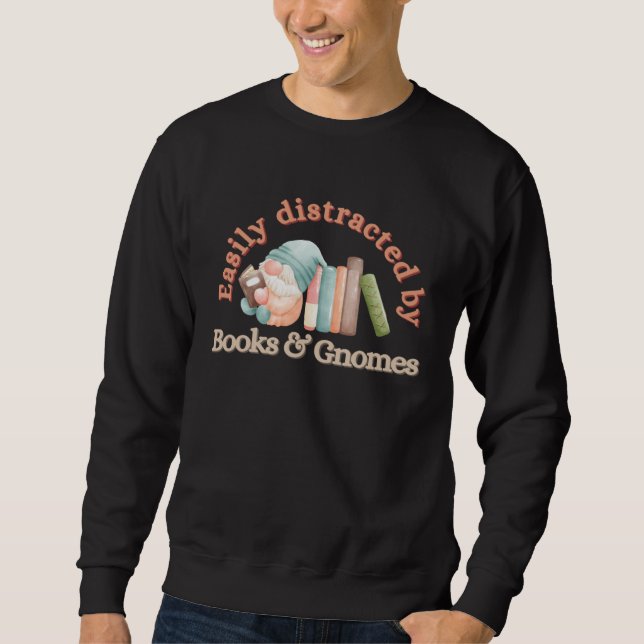 Easily Distracted by Books & Gnomes  Adorable Moth Sweatshirt (Vorderseite)