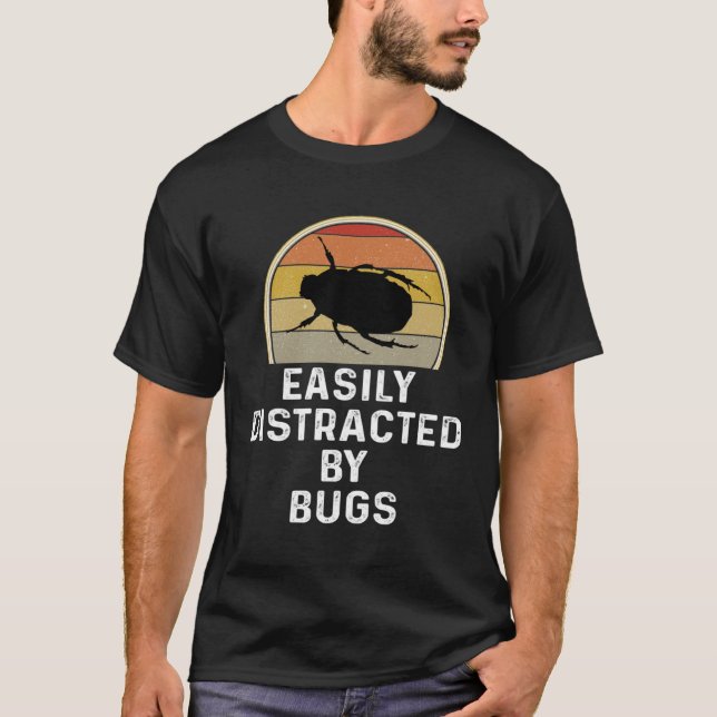 Easily Distracted By Bugs Entomologist Gif T-Shirt (Vorderseite)