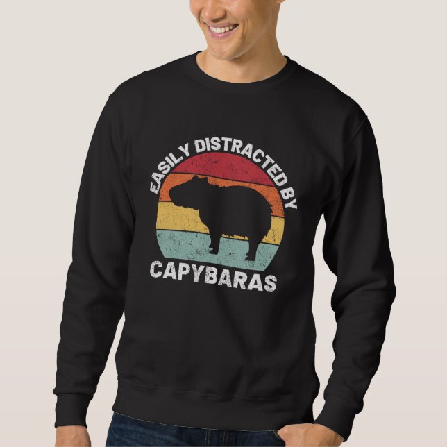 Easily Distracted By Capybara Retro Capybara Sweatshirt (Vorderseite)