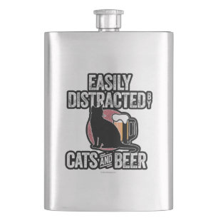 Easily Distracted by Cats and Beer Flachmann