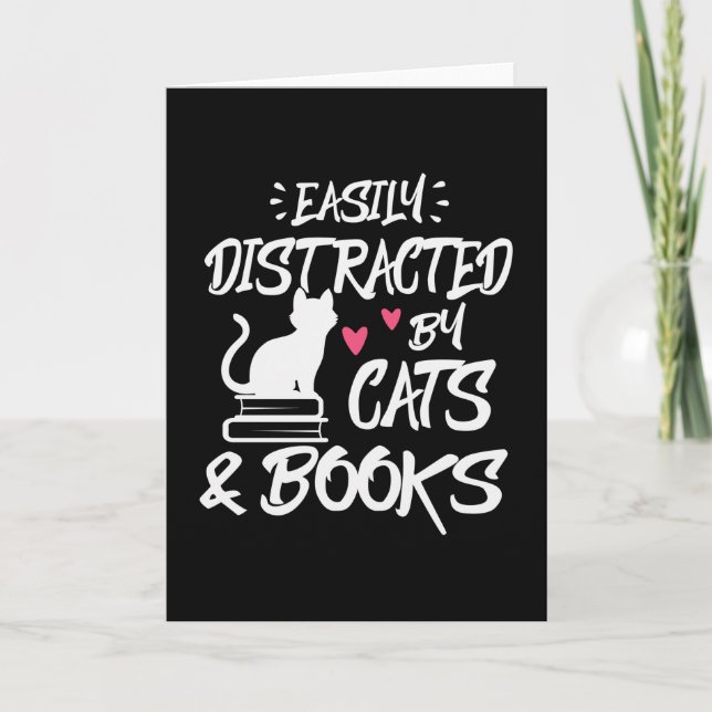 Easily Distracted By Cats and Books Karte (Vorderseite)