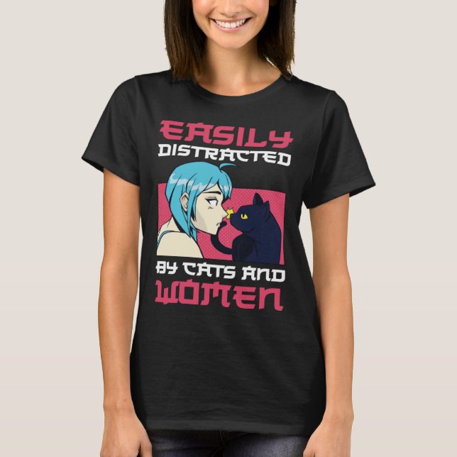 Easily distracted by cats and lesbian women T-Shirt (Vorderseite)