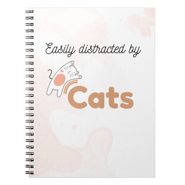 Easily Distracted by Cats Cute Cat Notebook Notizblock (Vorderseite)