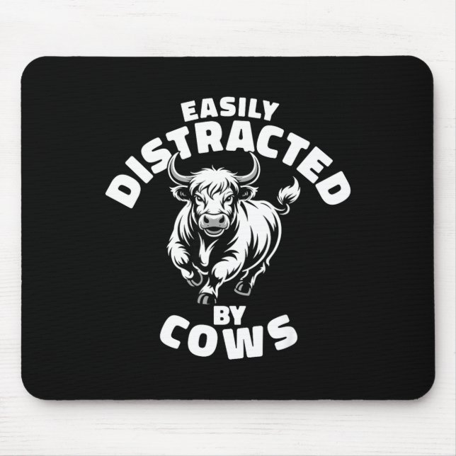 Easily Distracted By Cows Western Highland Cow  Mousepad (Vorne)