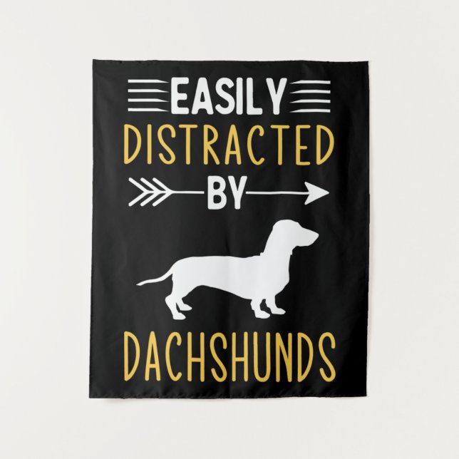 Easily Distracted By Dachshunds Wandteppich (Vorderseite)