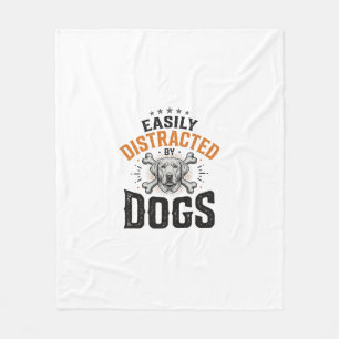 Easily Distracted By Dogs Vintage-Hundeliebhaber-D Fleecedecke